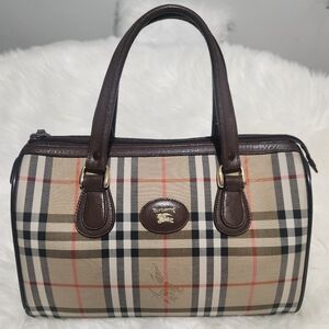 Burberry Vintage Haymarket Boston Canvass Bag